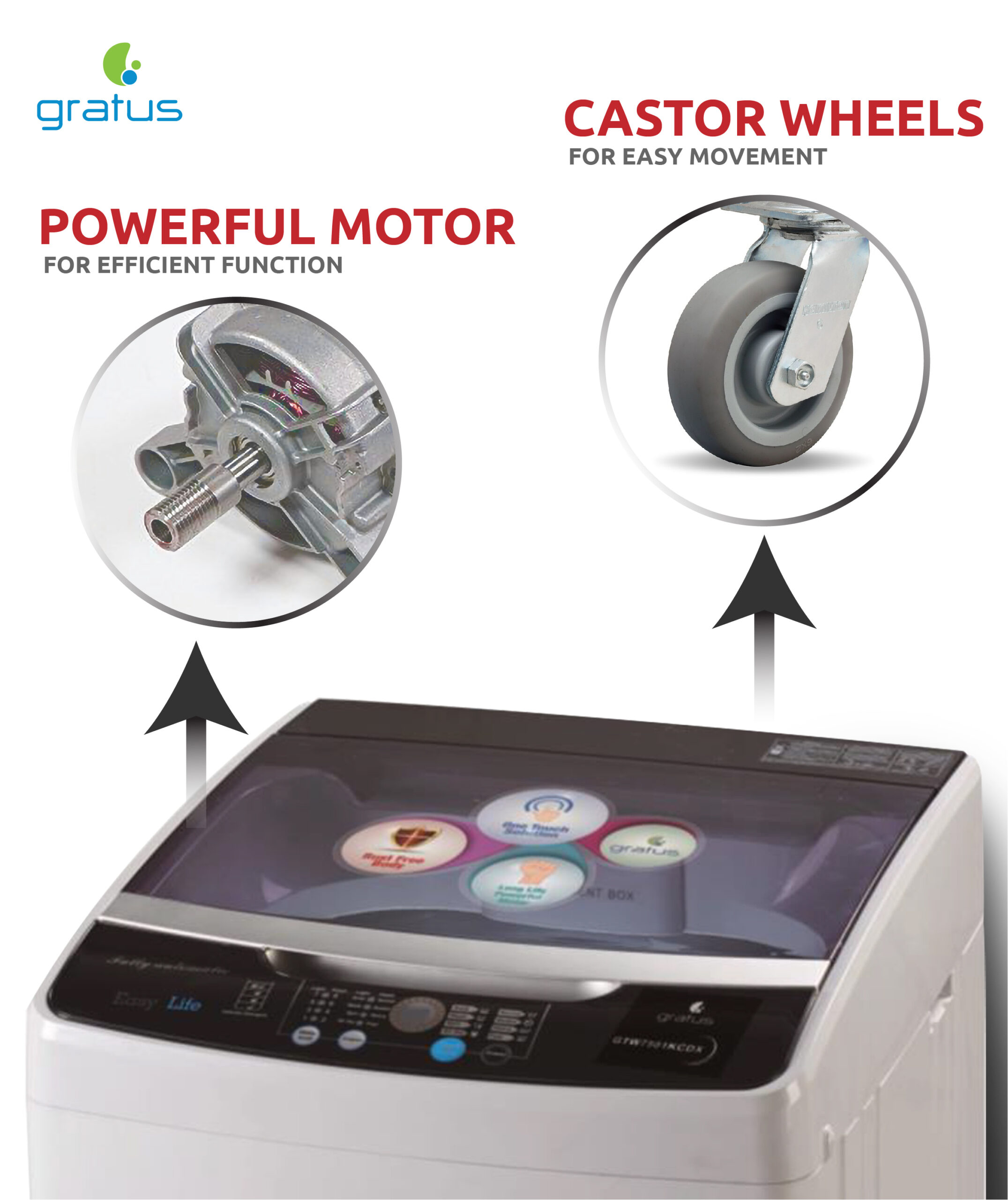 Gratus 7 Kg Top Load Washing Machine, Model- GTW7501KCDX