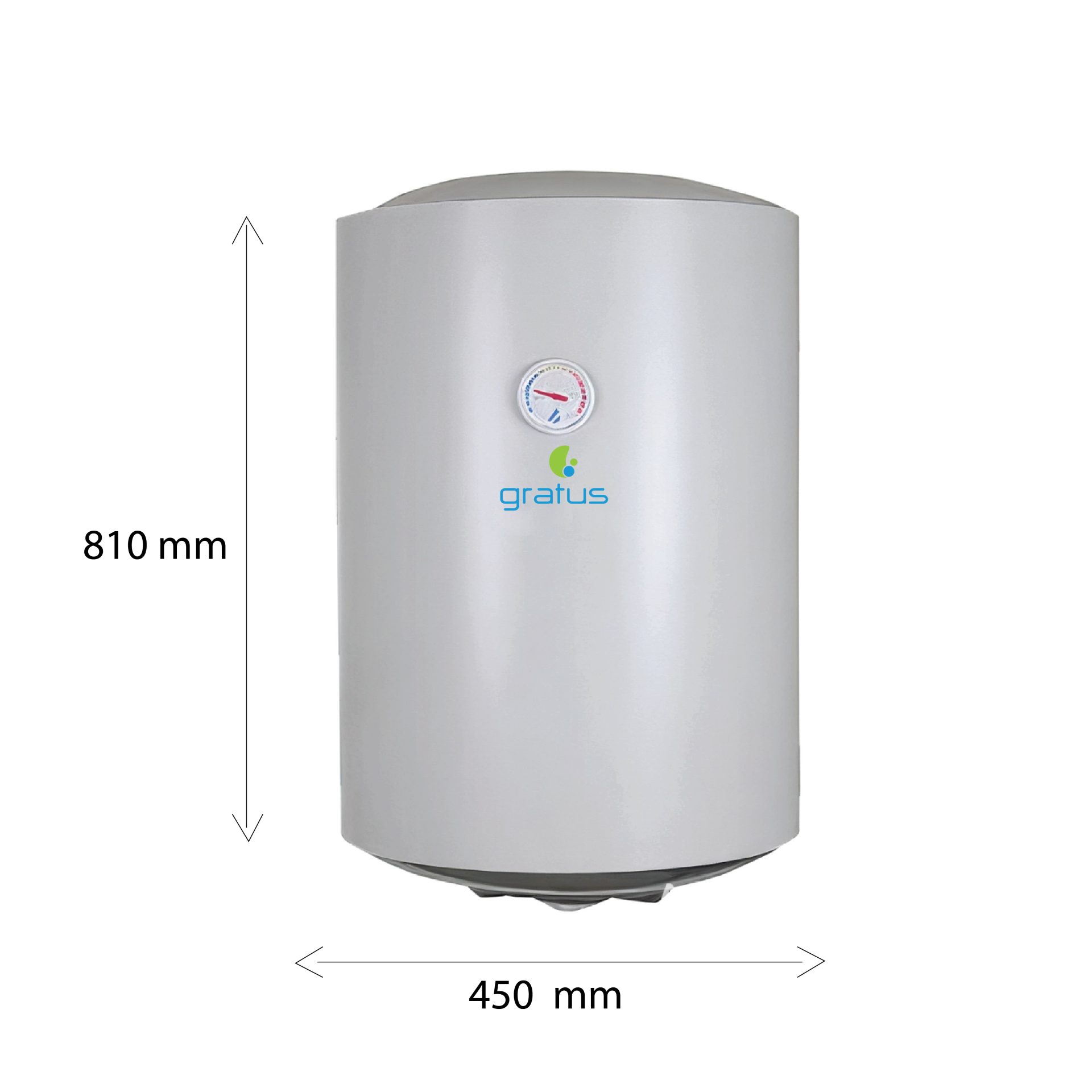 Gratus 80L Vertical Electric Water Heater, 1500W, Glass Enamel Tank, White – Model SWHE-080V