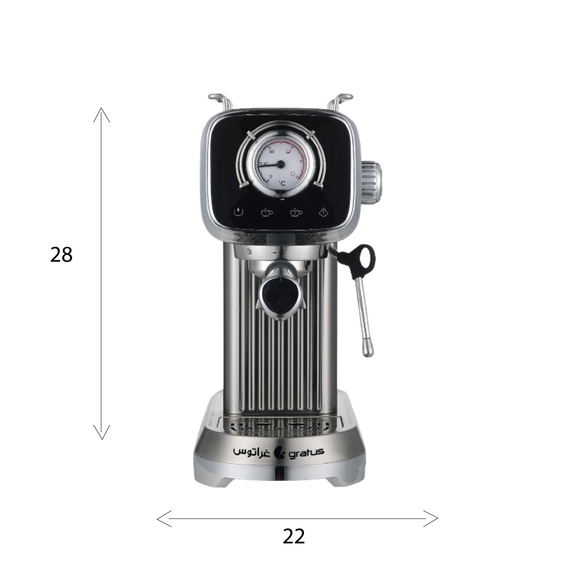 Gratus 1350W Espresso Coffee Maker | 20-Bar Italian ULKA Pump | 1.8L Water Tank | GCM818EXFS