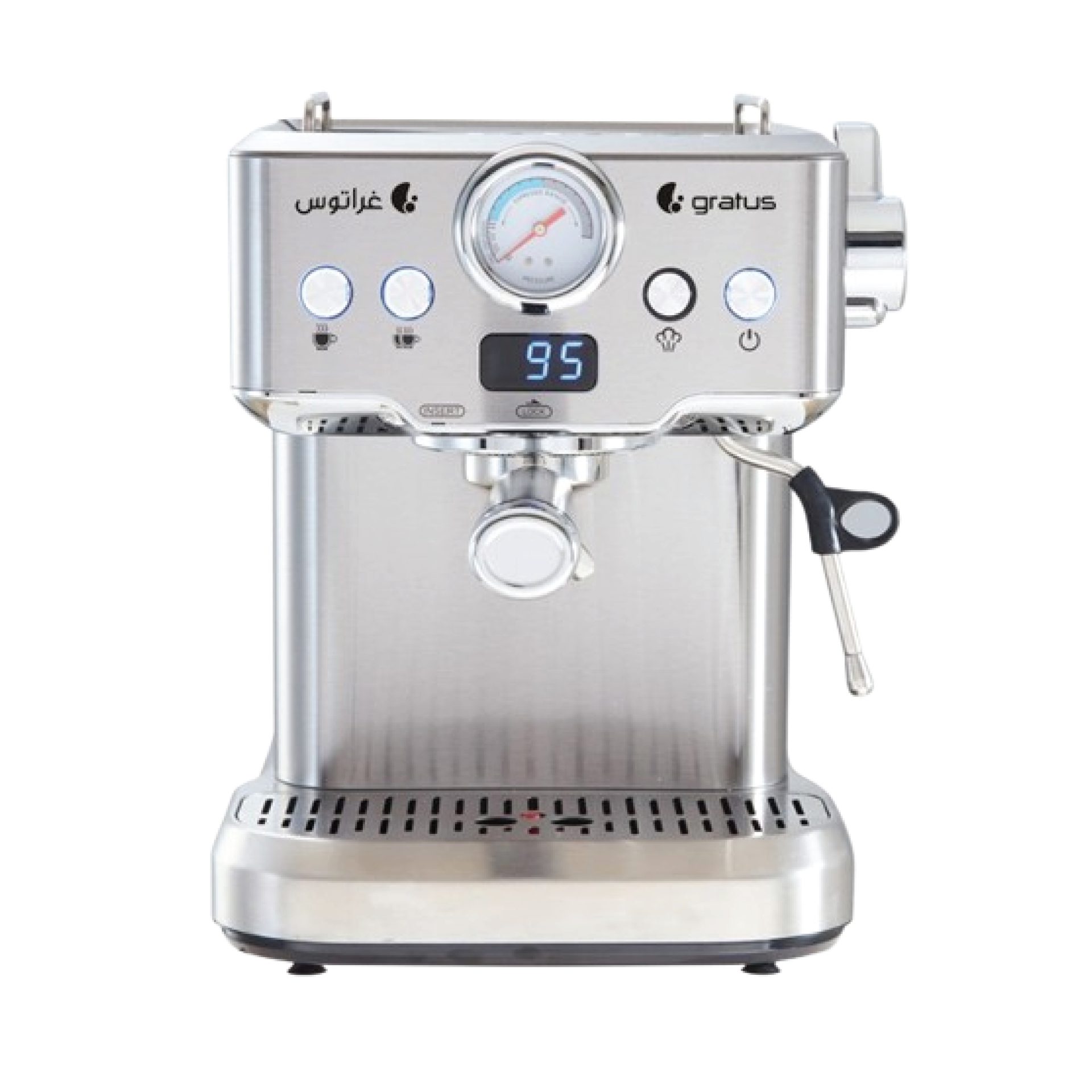 Gratus Barista Espresso Coffee Machine | 20-Bar Italian ULKA Pump | Milk Frother | 1.8L Water Tank | GCM918EXFS