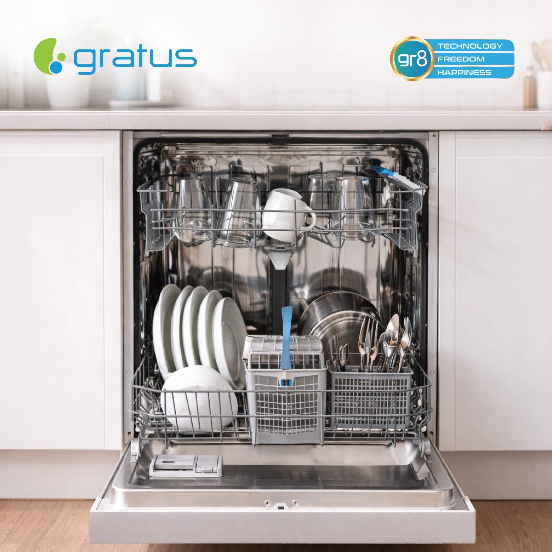 Gratus 13 Place Setting Dishwasher | 7 Programs | Energy Efficient | Inox | GDW1302VTX1