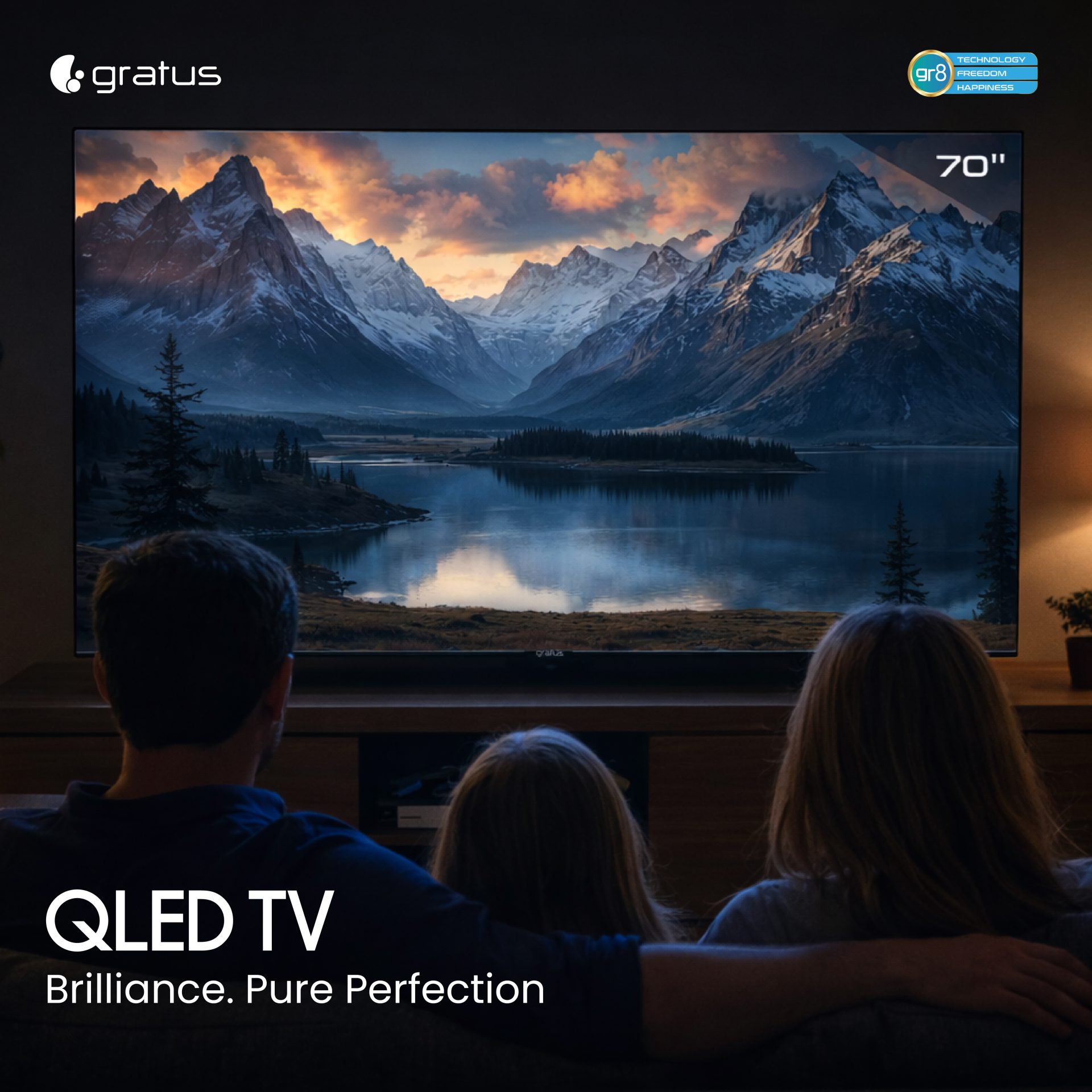 Gratus 70" WebOS powered 4K Edgeless QLED SMART TV with ThinQ AI, Quad Core Processor, Dolby Audio, Model- LT70QW4K24H