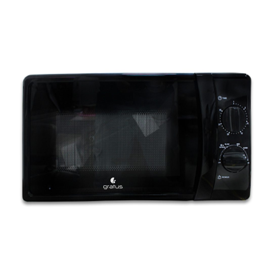 Gratus Solo Microwave Oven with Full Glass Door, 20L, 1150W, Dual Dial Control, Black | Model GM021AX