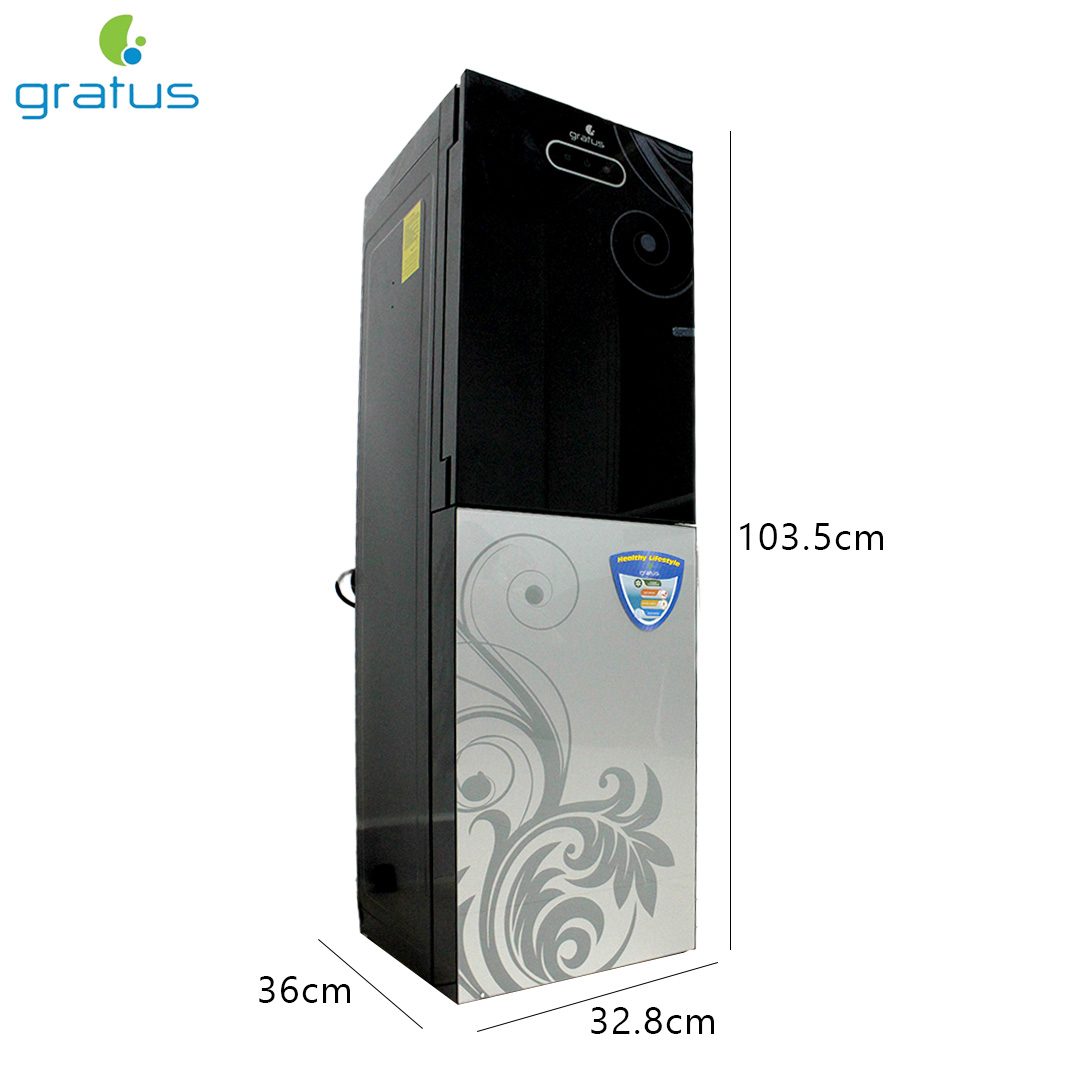 Gratus 3 Tap Floor Standing Top Loading Water Dispenser with Inbuilt Refrigerator | Hot, Cold & Normal Water | 1-Year Full & 2-Year Compressor Warranty | GWD538ACFRMLX