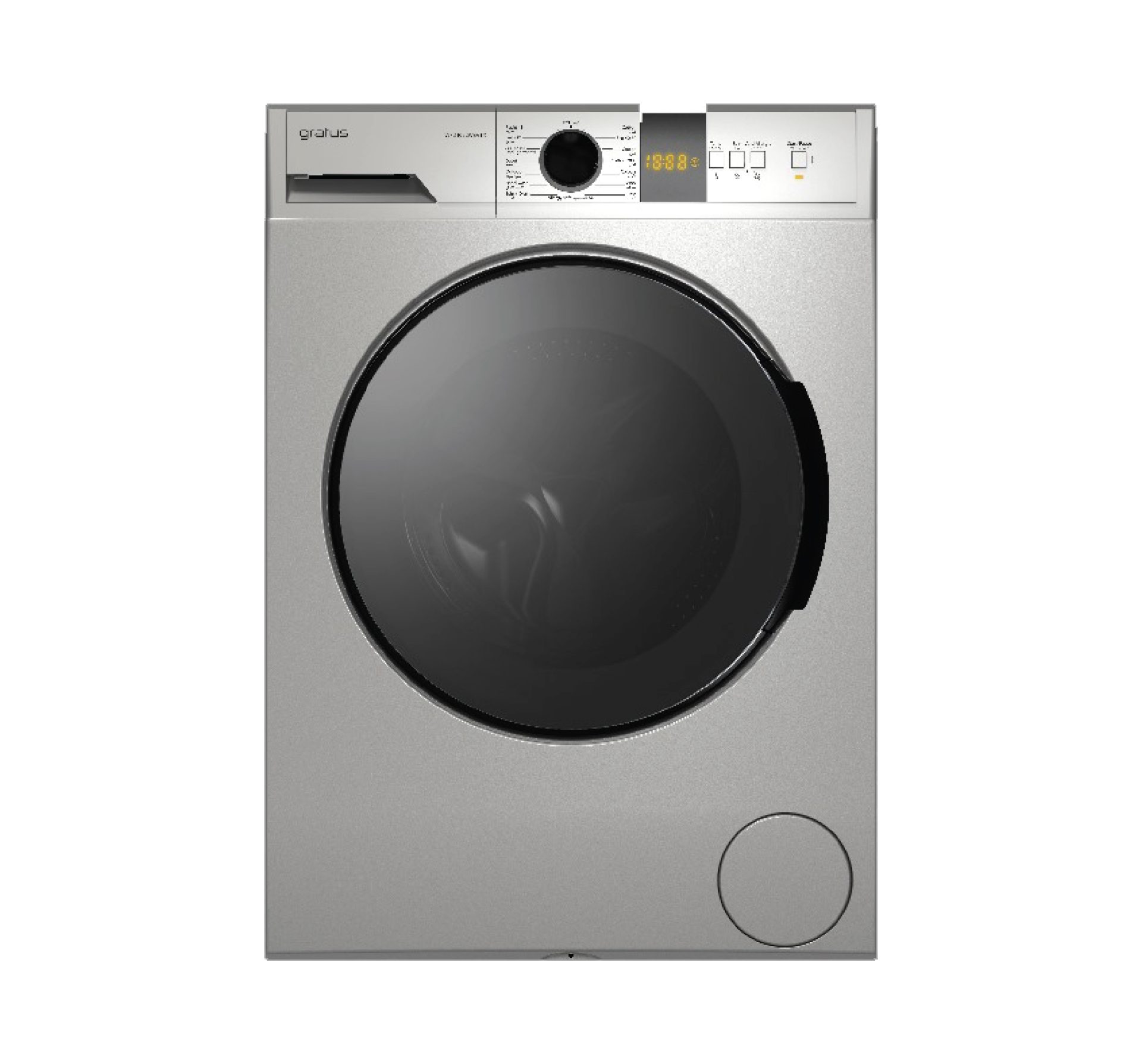 Gratus 10Kg Front Load Washing Machine, 1400 RPM, 15 Wash Programs, Inverter Motor, Digital Display, Inox, 1-Year Warranty – Model WFD1052WEVTX