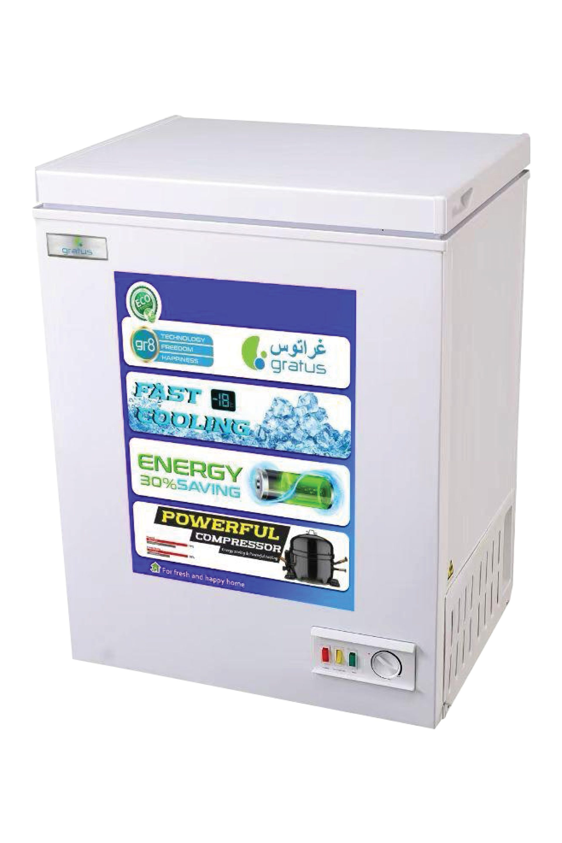 Gratus 150 L Single Door Tropicalized Chest Freezer with External Handle, Inner shelf, Lock & Key, Internal LED, 1-year Unit and 2-years compressor warranty, Model- GFZ150FCDX1