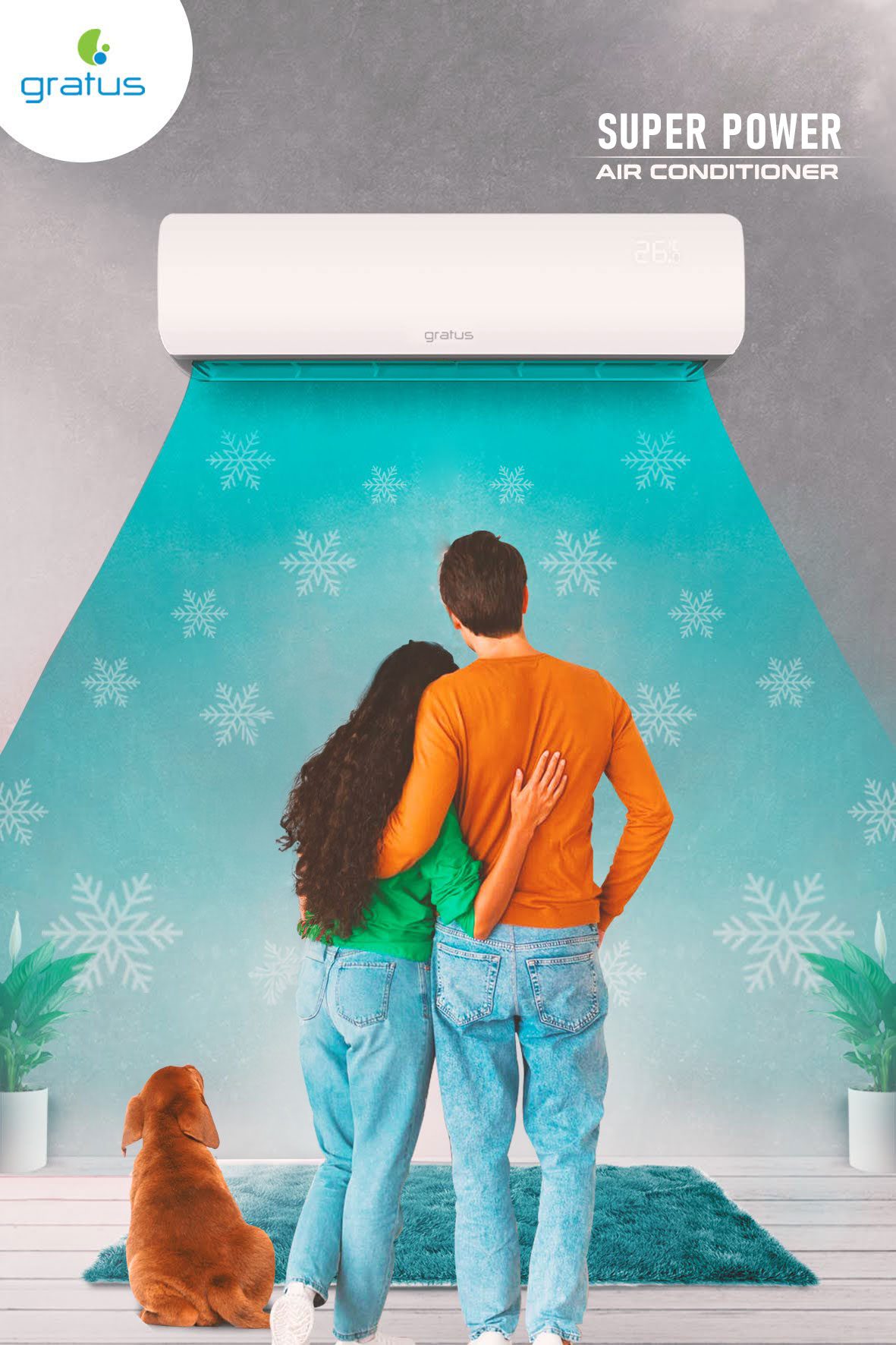 GRATUS 1 Ton 4 Way  Split Air Conditioner Rotary Type with Smart Function, R410a GAS, Model- GSCAC121SC