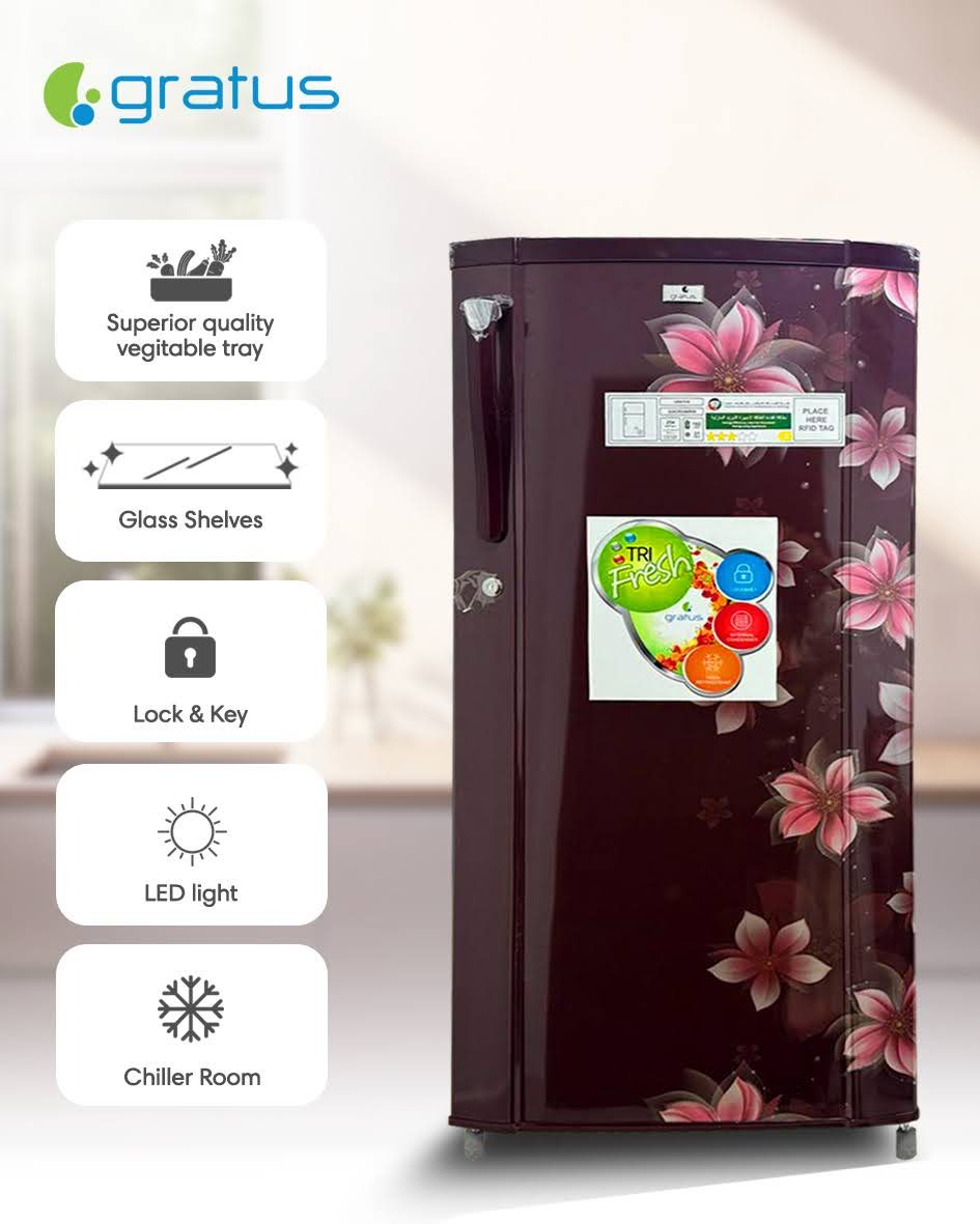 Gratus 246L Single Door Direct Cool Refrigerator (Marine Peony),1 Year Full & 5 Years Compressor Warranty, Model- GDCR246BHI