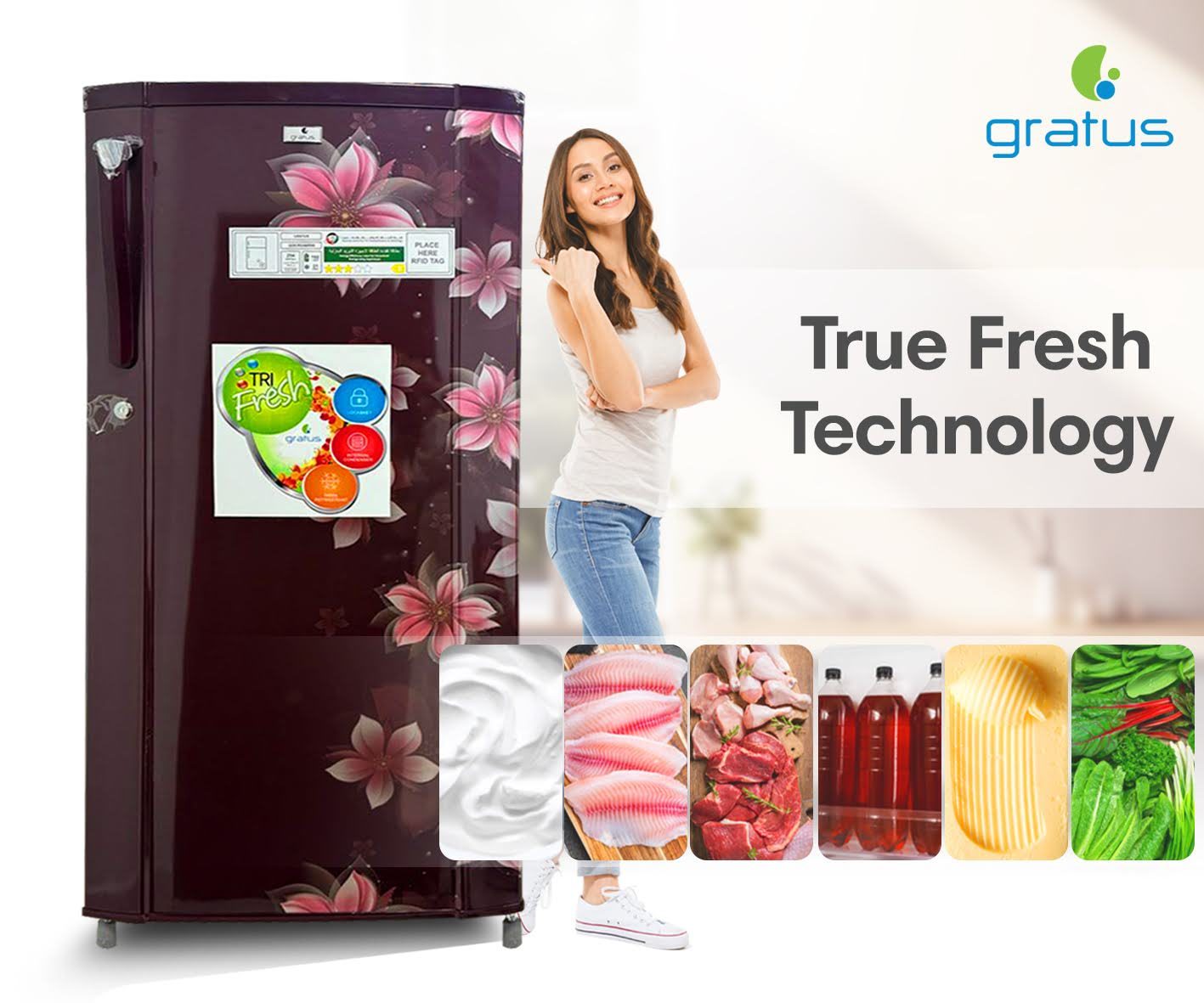 Gratus 246L Single Door Direct Cool Refrigerator (Marine Peony),1 Year Full & 5 Years Compressor Warranty, Model- GDCR246BHI