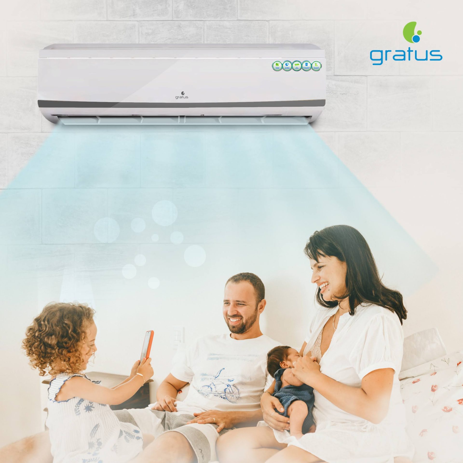 Gratus 36000 BTU 3 Ton Split Air Conditioner | Heavy-Duty Piston Compressor | R410A Refrigerant | GSACP36VX1