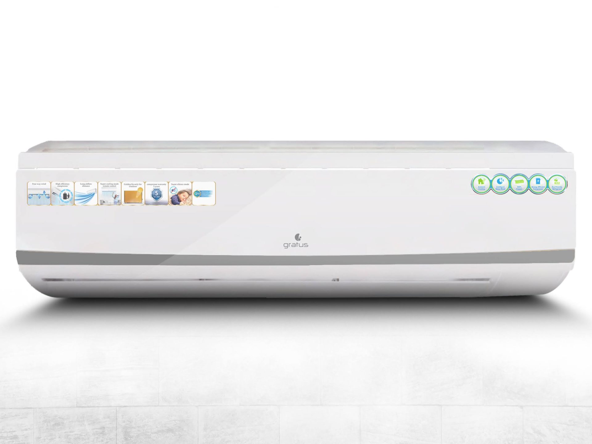 Gratus 24000 BTU 2 Ton Split Air Conditioner | Heavy-Duty Piston Compressor | R410A Refrigerant | GSACP24VX1