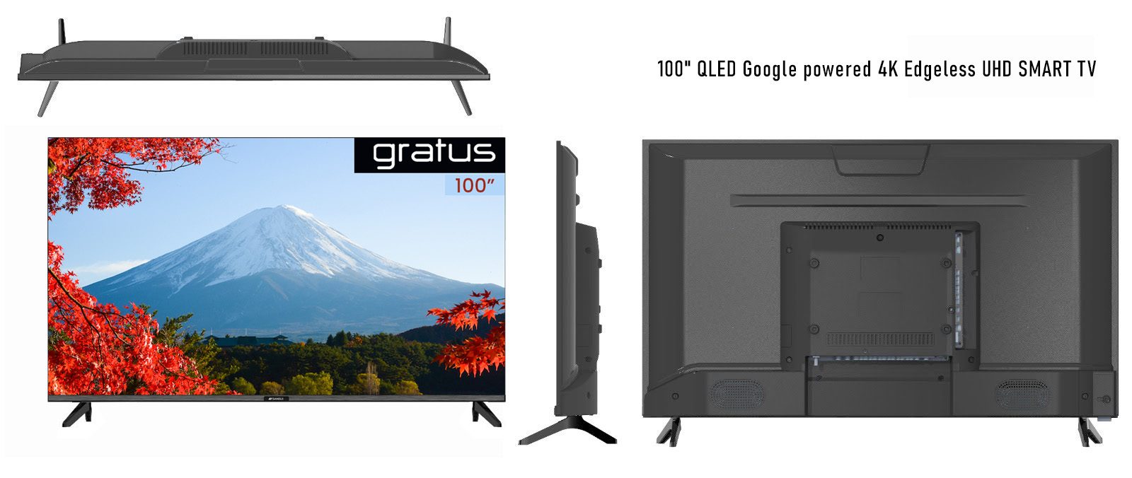 Gratus 100″ QLED Google powered 4K Edgeless UHD SMART TV with ThinQ AI, Quad Core Processor, Dolby Audio, ZBT Panel, Model- LT100QG63QE
