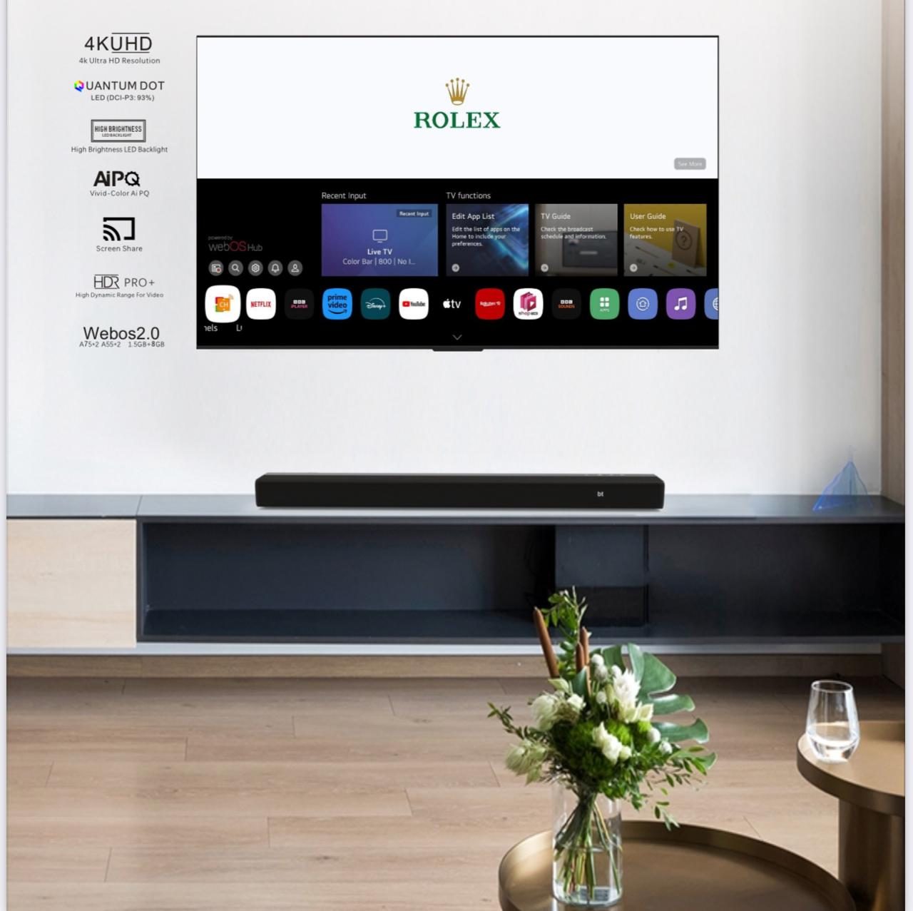 Gratus 100″ QLED WebOS powered 4K Edgeless UHD SMART TV with ThinQ AI, Quad Core Processor, Dolby Audio, ZBT Panel, Model- LT100QW524M