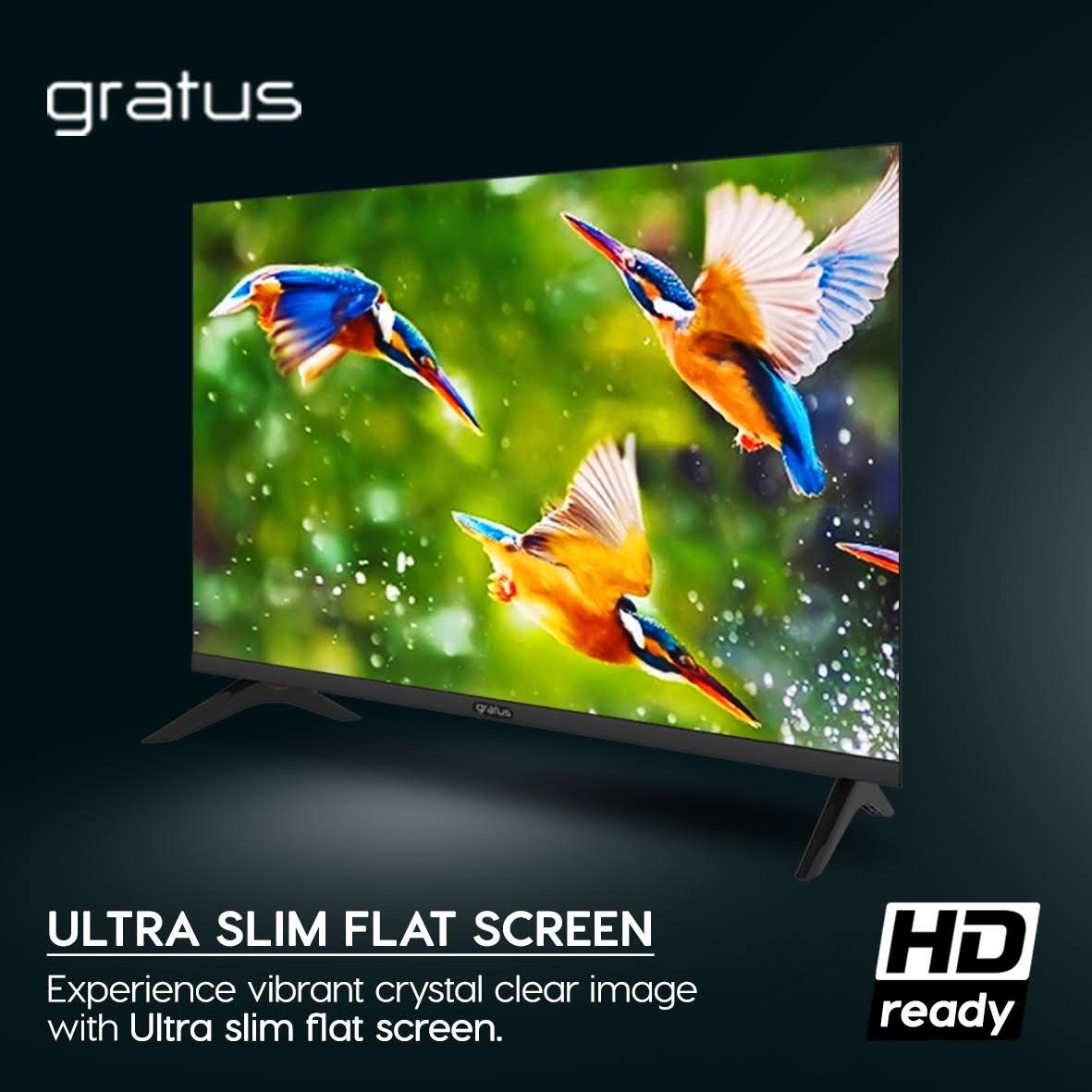 Gratus 32″ Edgeless HD ready LED Smart TV, DVB T2/S2 Built-in receiver, Android 14, 2 USB, 2 HDMI, High Resolution, Superior Sound, Model-LT32A25IX1