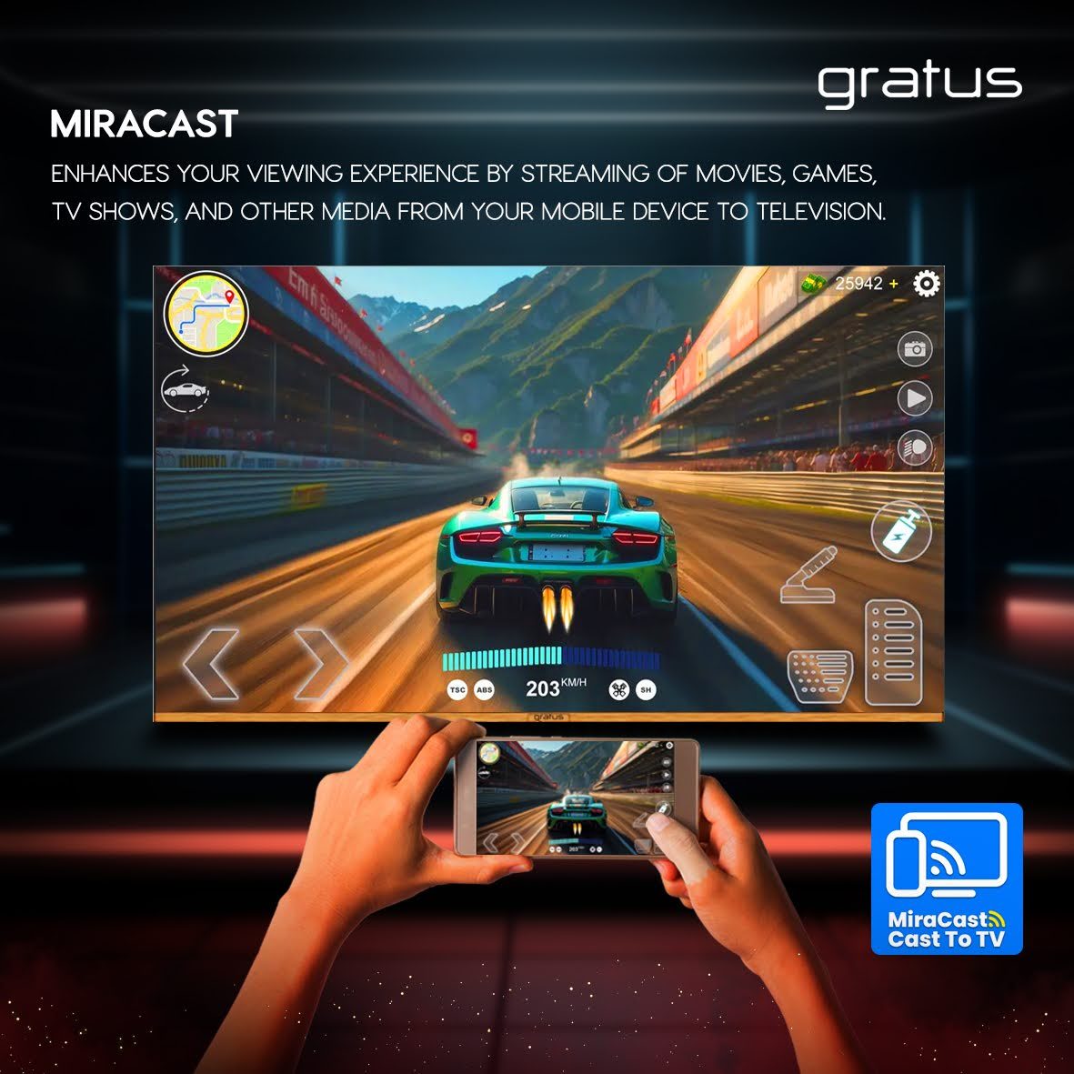 Gratus 55 Inch WebOS Powered 4K Edgeless UHD LED Smart TV with ThinQ AI, Quad Core Processor & Dolby Audio | Model LT55W4K25IX1
