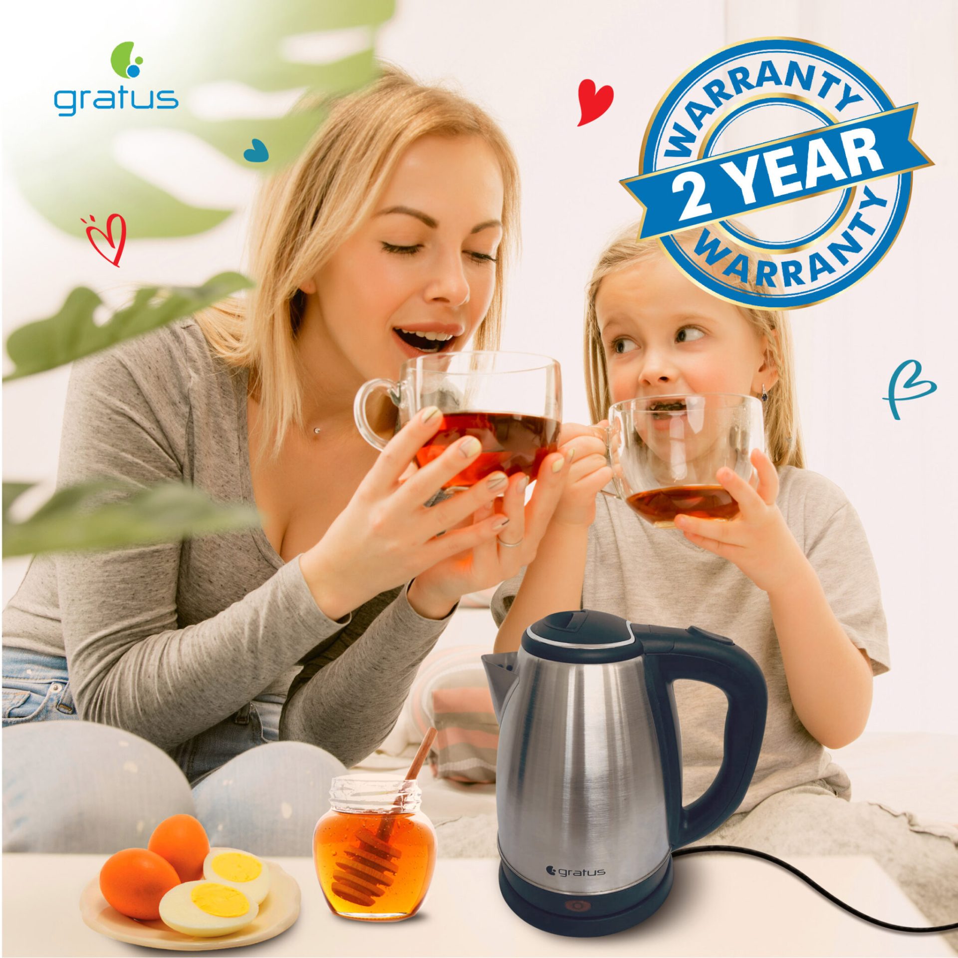Gratus Stainless Steel Electric Kettle, Model- GKSS1815AC