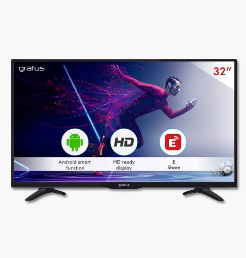 Gratus 32" Edgeless Smart TV, DVB T2/S2 Built-in receiver, Android Smart 11, 2 USB, 2 HDMI, High Resolution, Superior Sound, Model- GASLED32ACFL