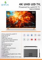 Gratus WebOS powered 4K Edgeless UHD 55"LED SMART TV with ThinQ AI, Quad Core Processor, Dolby Audio, Model- LT55W4K23H