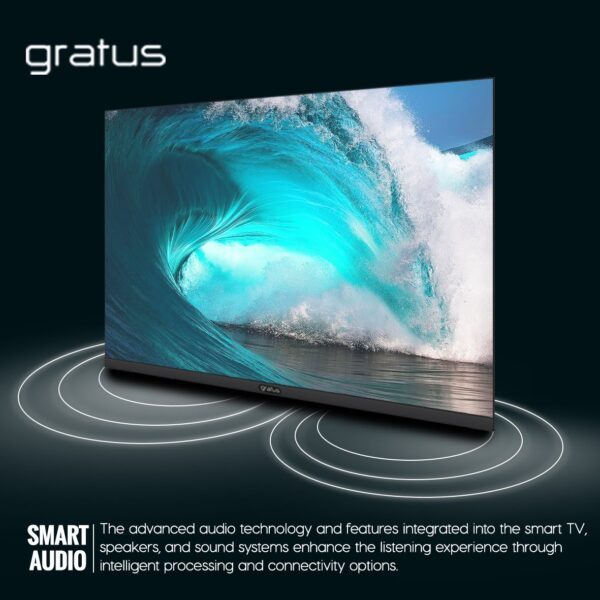 Gratus 43" Full HD Edgeless Smart TV, 2G8GB SUPER MEMORIA Smart With T2 /S2 (receiver Inbuilt), Android 12, Color Box, YouTube, Face Book, A+ Panel, Model- LT43A23H