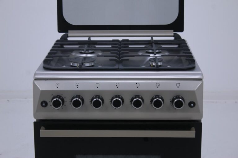Gratus 60×60 Free Standing Gas Cooker, 4 burners; Turbo Fan, Double safety, Commercial Cast Iron, Model- FCR604KTSS1