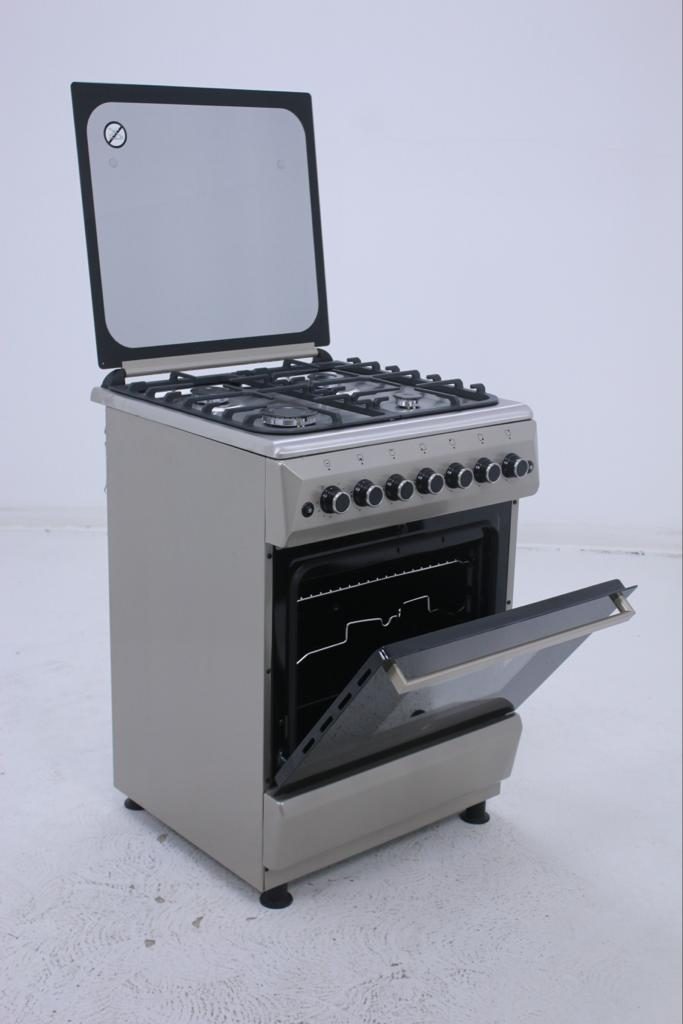 Gratus 60×60 Free Standing Gas Cooker, 4 burners; Turbo Fan, Double safety, Commercial Cast Iron, Model- FCR604KTSS1