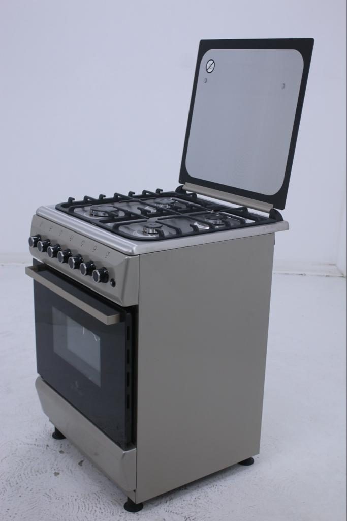 Gratus 60×60 Free Standing Gas Cooker, 4 burners; Turbo Fan, Double safety, Commercial Cast Iron, Model- FCR604KTSS1