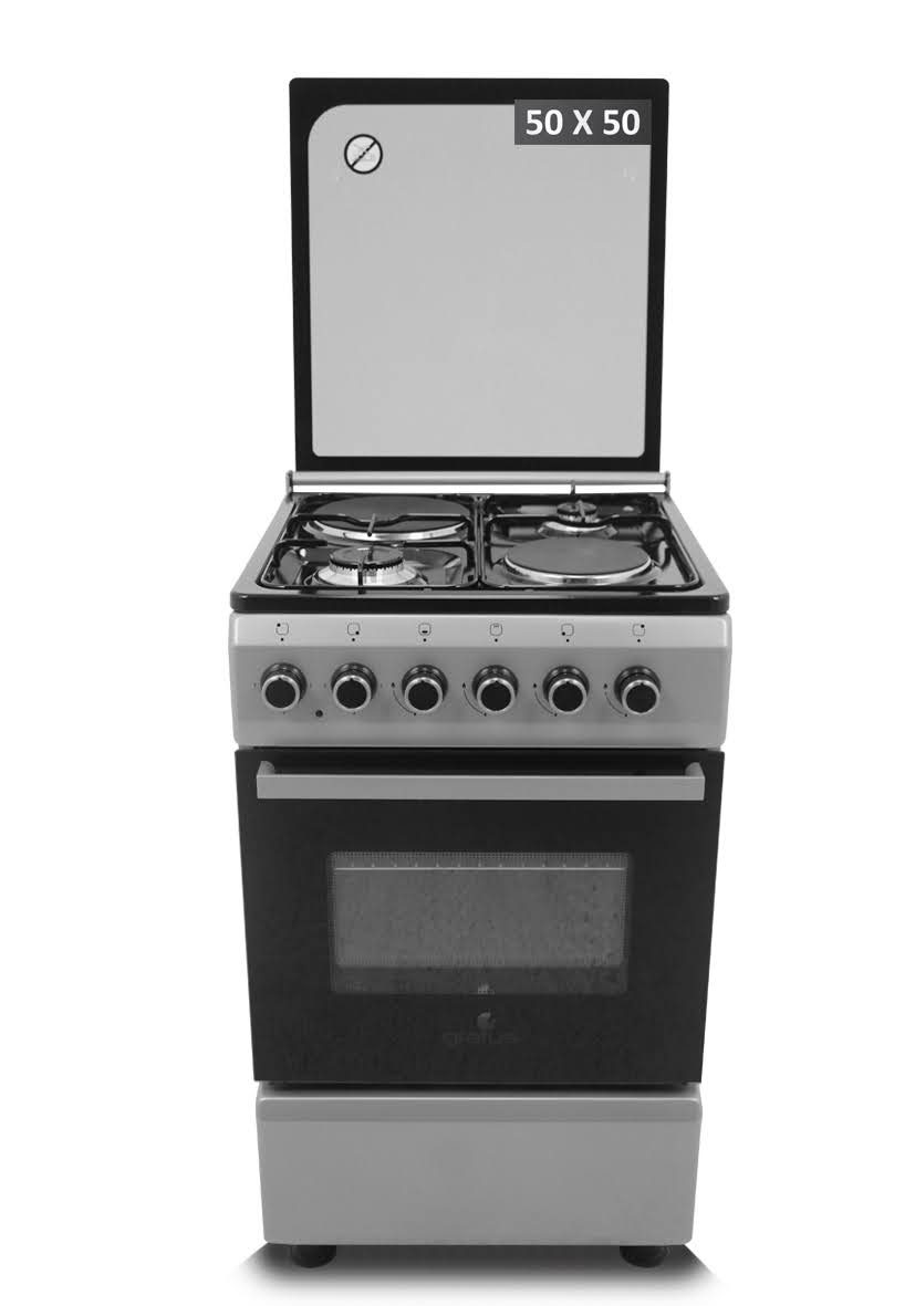 Gratus 50×50 Full Gas Free Standing Cooker with Two Euro Burners and 2 Hot Plate, Model- CRH522KTSS1