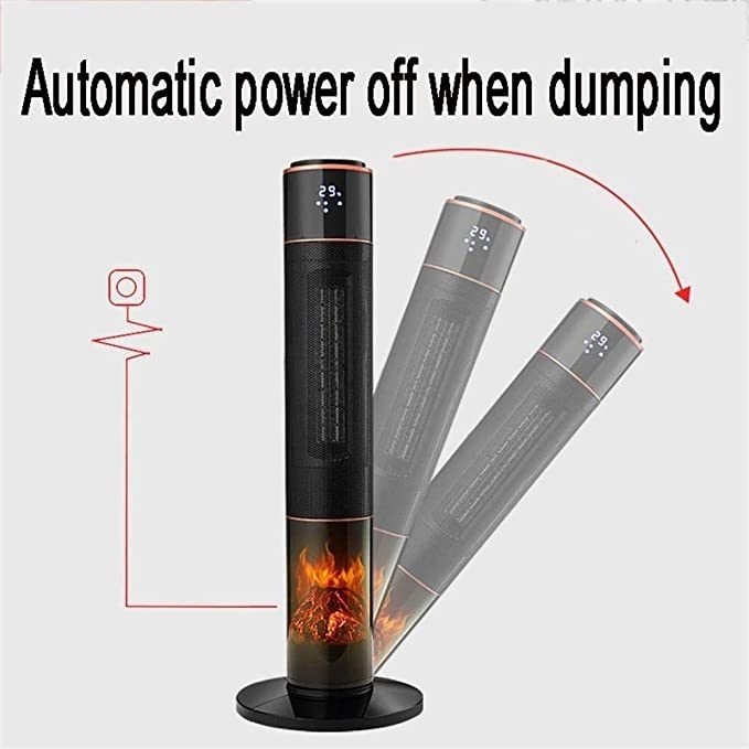 Gratus Tower Heaters 2000W with 3D flame effect, 3 speed settings, LED display, one button operation, Auto cut off, 1 Year warranty, Model- GPFH2002TC