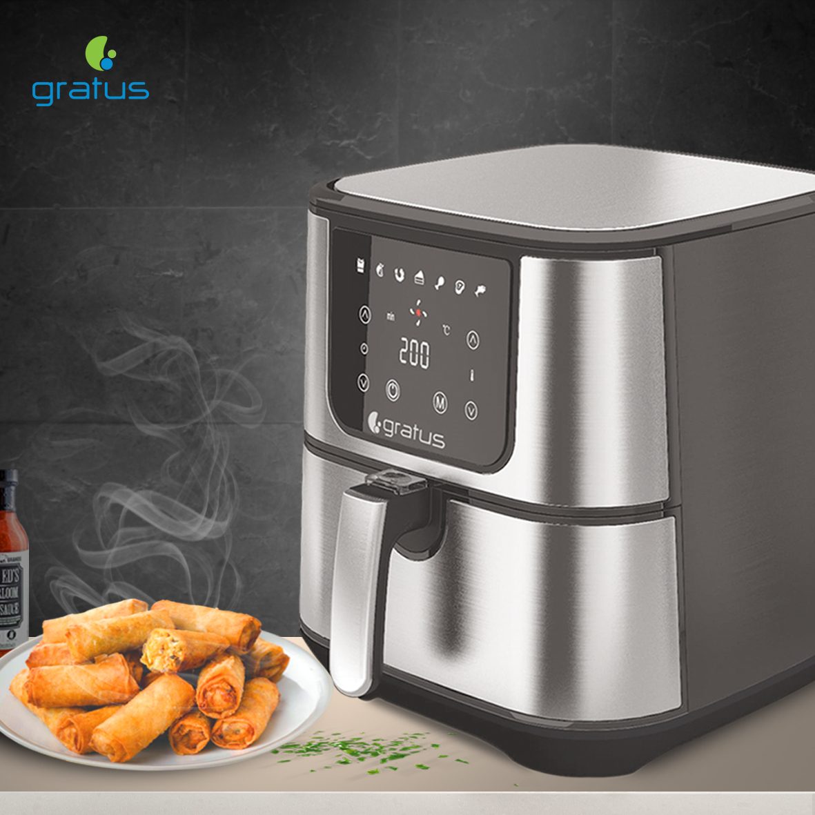 Gratus Digital 12L Air Fryer 1800W, 1 Year warranty, Model- GR-A650DTTB