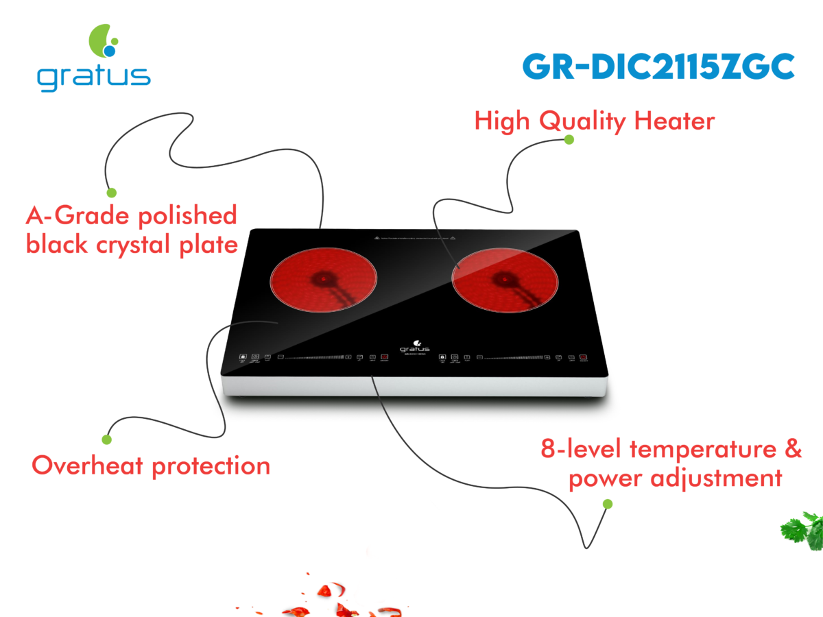 Gratus 3000 Watts Double Infrared Electric Cooker, Model- GR-DIC2115ZGC