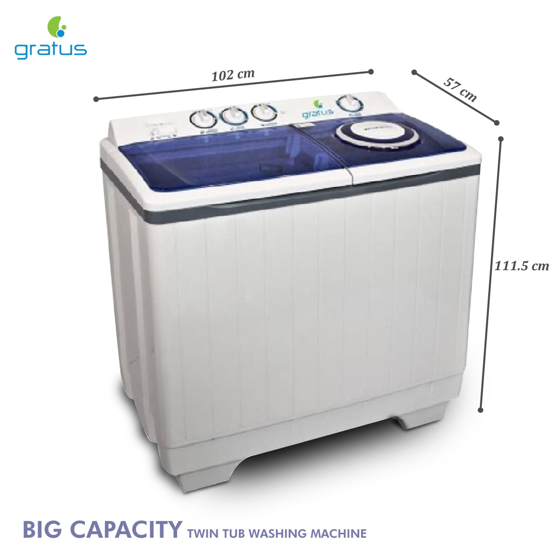 Gratus Giant Series 18Kg Semi Automatic, Model- GSW18ACDX