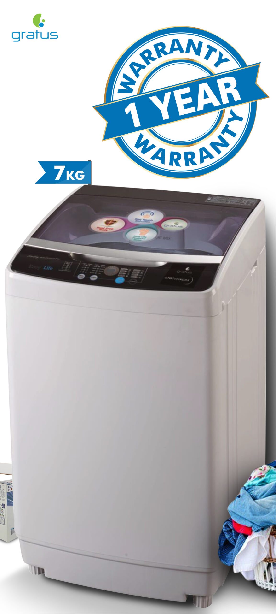 Gratus 7 Kg Top Load Washing Machine, Model- GTW7501KCDX