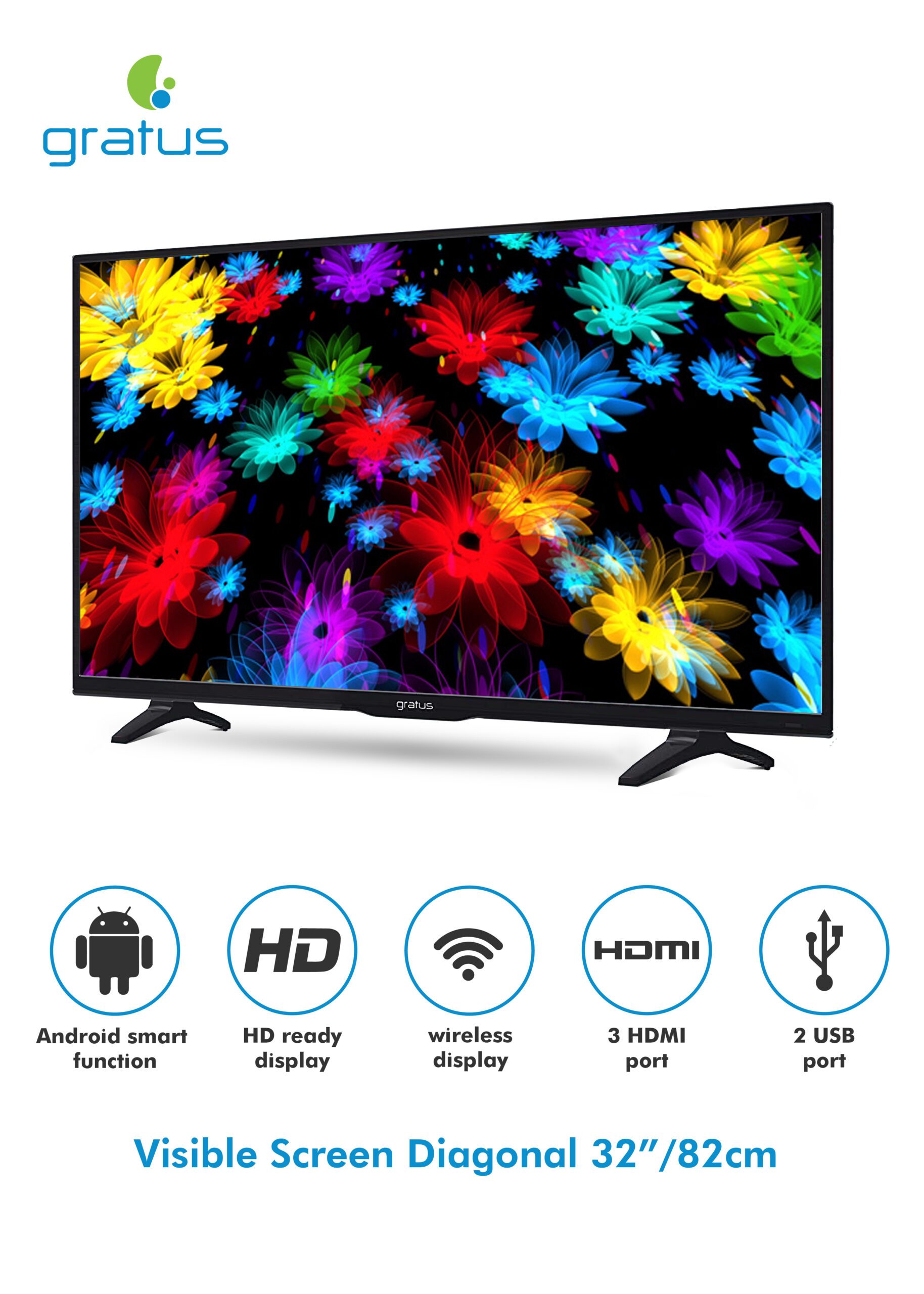 GRATUS 32 Inch HD LED Smart TV GASLED32ACHD1