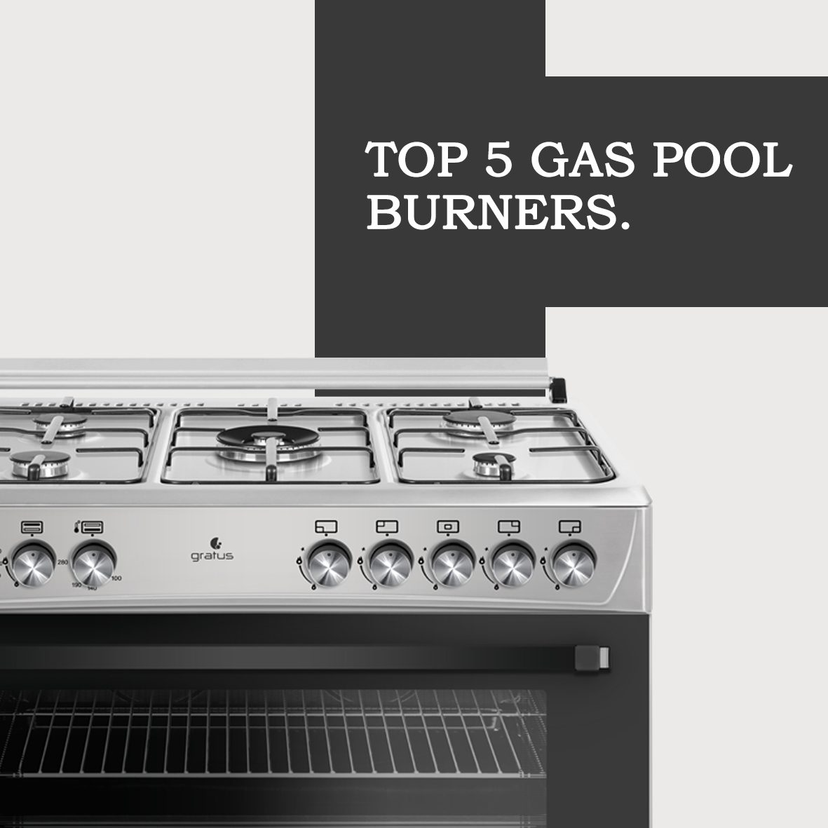 Gratus 90X60 (cm) 5 Burner Free Standing Gas Cooker with Oven, Cast Iron, 1-year warranty, Made in Turkey, Model - GGR965RTE