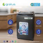 Gratus 22 KG Fully Automatic Top Load Washing Machine | 10 Wash Programs | Active Wash System | Stain Master Technology | Transparent Glass Lid | GFT22AKCDX1