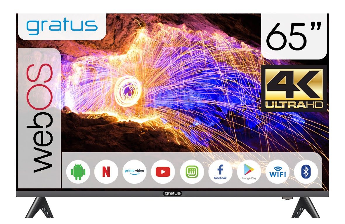 Gratus WebOS powered 4K Edgeless UHD 65"LED SMART TV with ThinQ AI, Quad Core Processor, Dolby Audio, Model- GTV4K65LCIJ