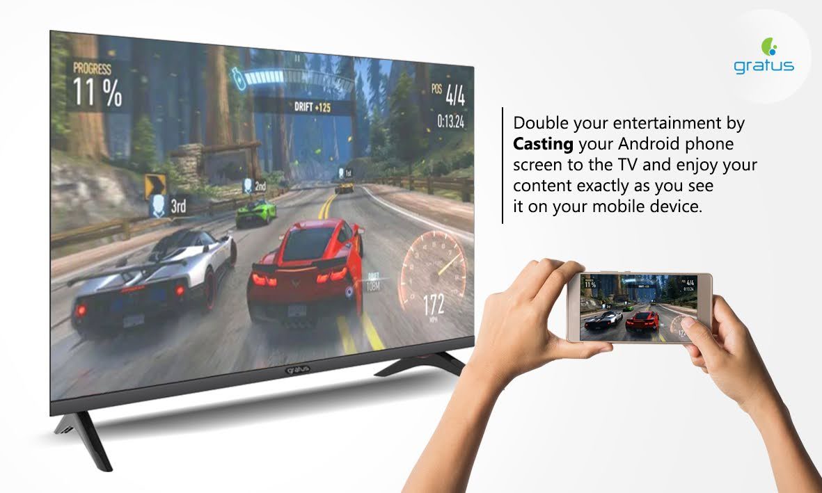 Gratus WebOS powered 4K Edgeless UHD 55"LED SMART TV with ThinQ AI, Quad Core Processor, Dolby Audio, Model- GTV4K55LCIJ