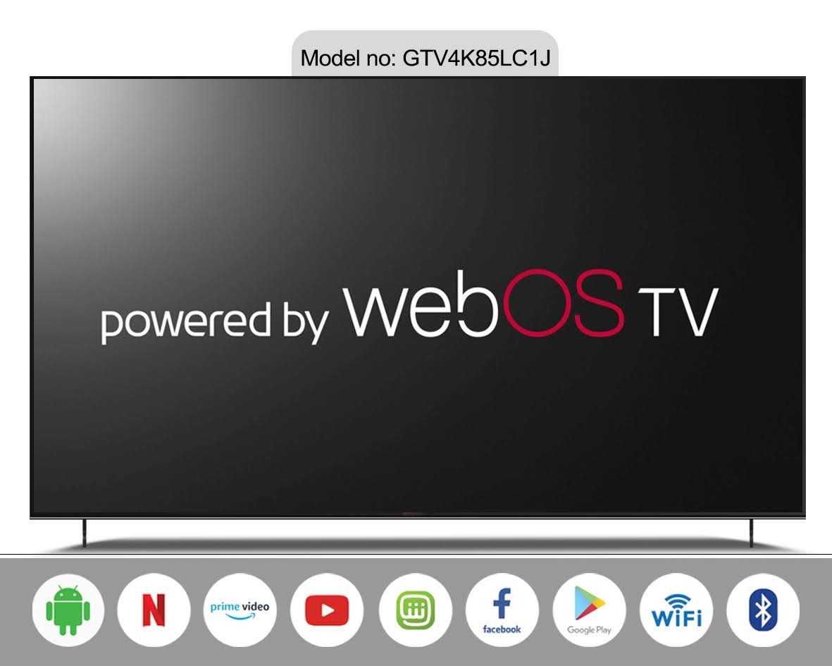 Gratus WebOS powered 4K UHD 85"Edgeless UHD TV with ThinQ AI, Quad Core Processor, Dolby Audio, Model- GTV4K85LCIJ
