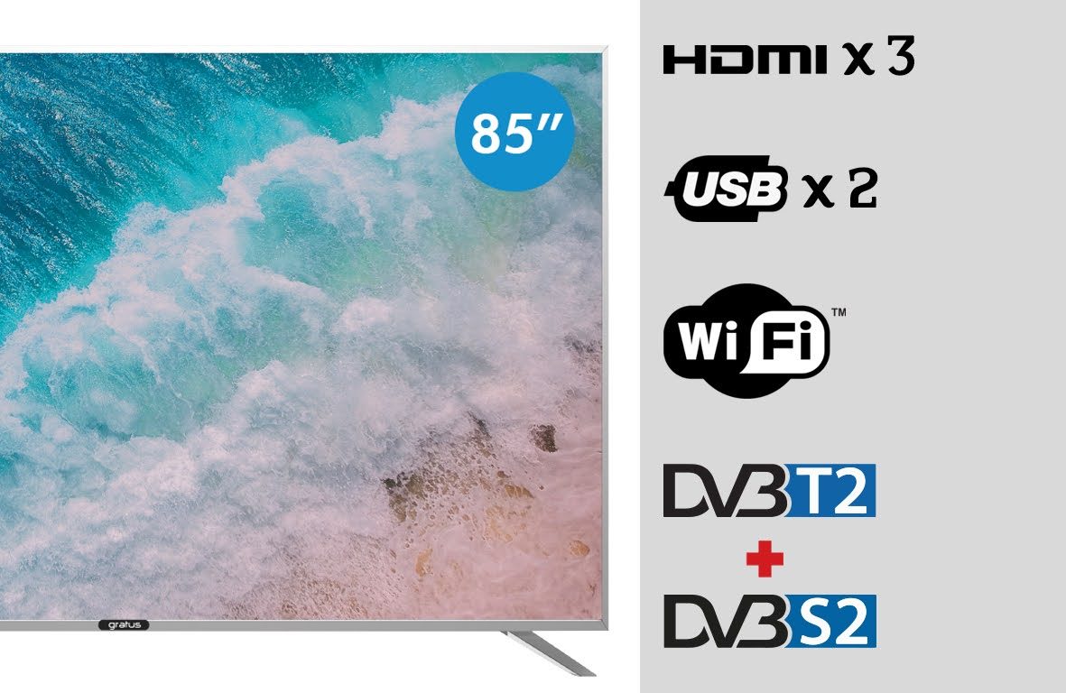 Gratus WebOS powered 4K UHD 85"Edgeless UHD TV with ThinQ AI, Quad Core Processor, Dolby Audio, Model- GTV4K85LCIJ