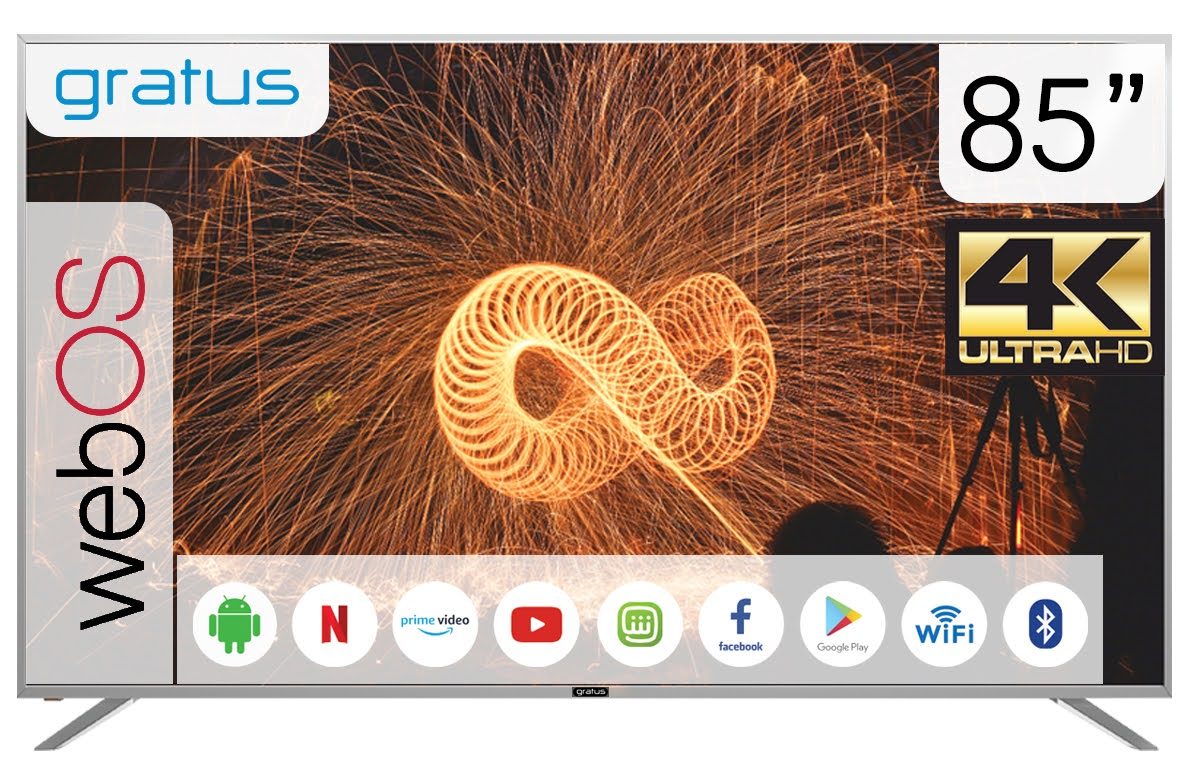 Gratus WebOS powered 4K UHD 85"Edgeless UHD TV with ThinQ AI, Quad Core Processor, Dolby Audio, Model- GTV4K85LCIJ