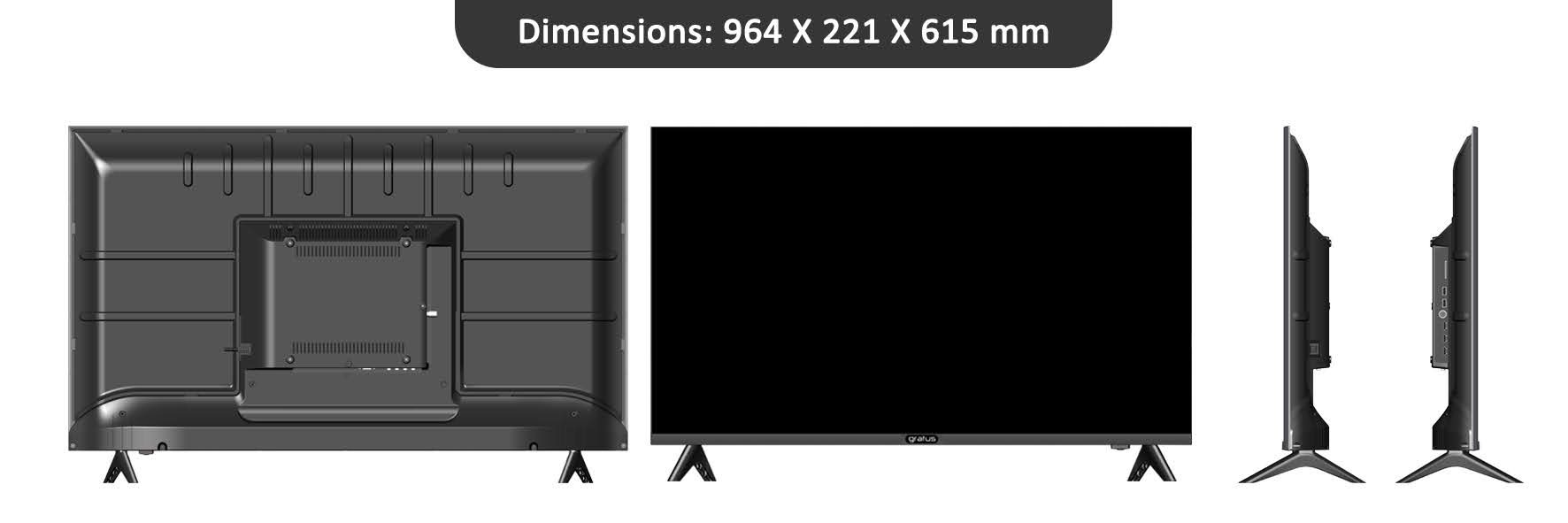 Gratus 43" Full HD Smart TV, Smart With T2 /s2 (receiver Inbuilt), Android 11, Color Box, E-share, YouTube, Netflix, FaceBook, A+ Panel, Model- GTV43SCIJ