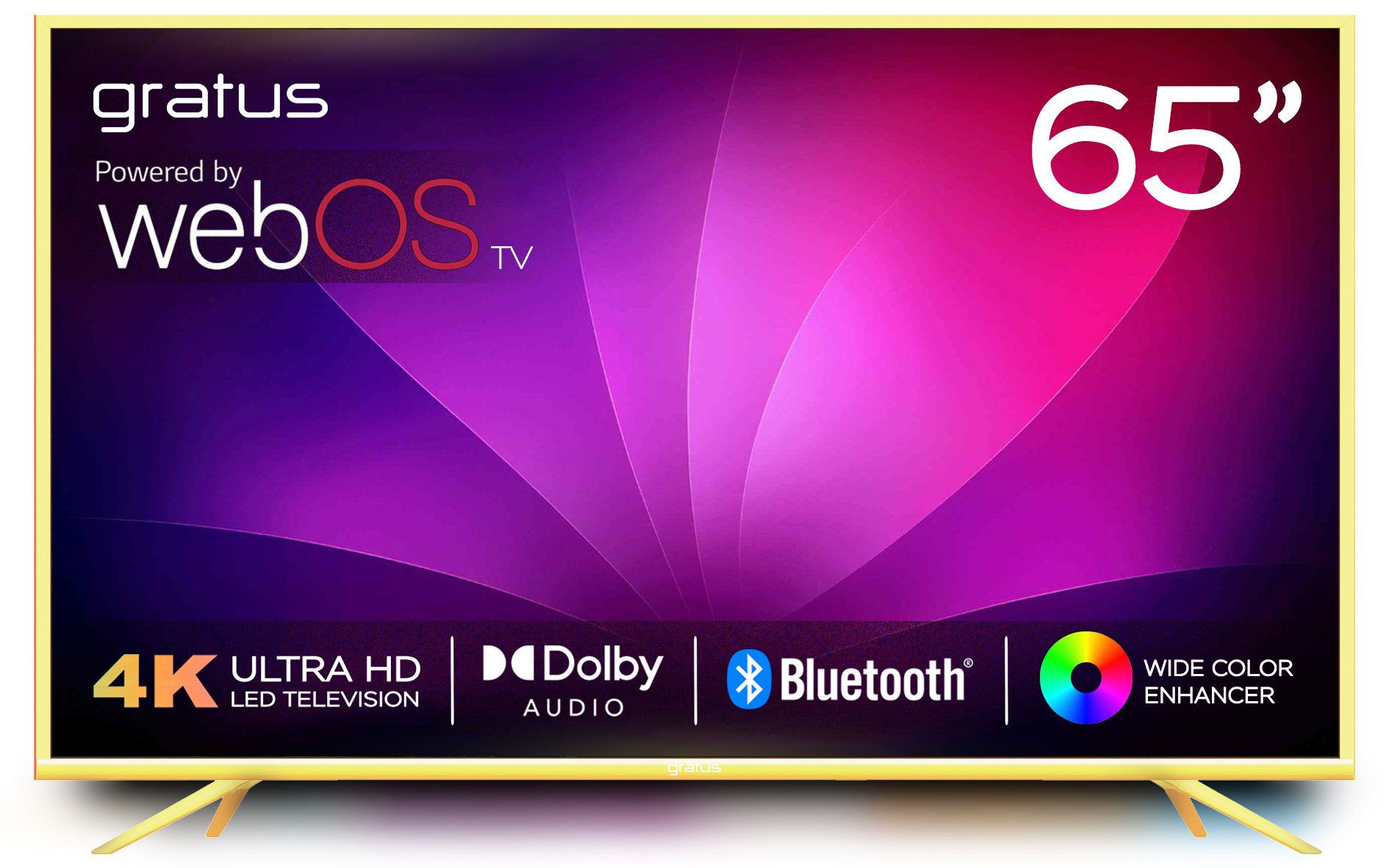 Gratus WebOS powered 4K UHD 65"LED SMART TV with ThinQ AI, Quad Core Processor, Magic Remote, Dolby Audio, Metal Frame, Model- GASULED65ACHD1