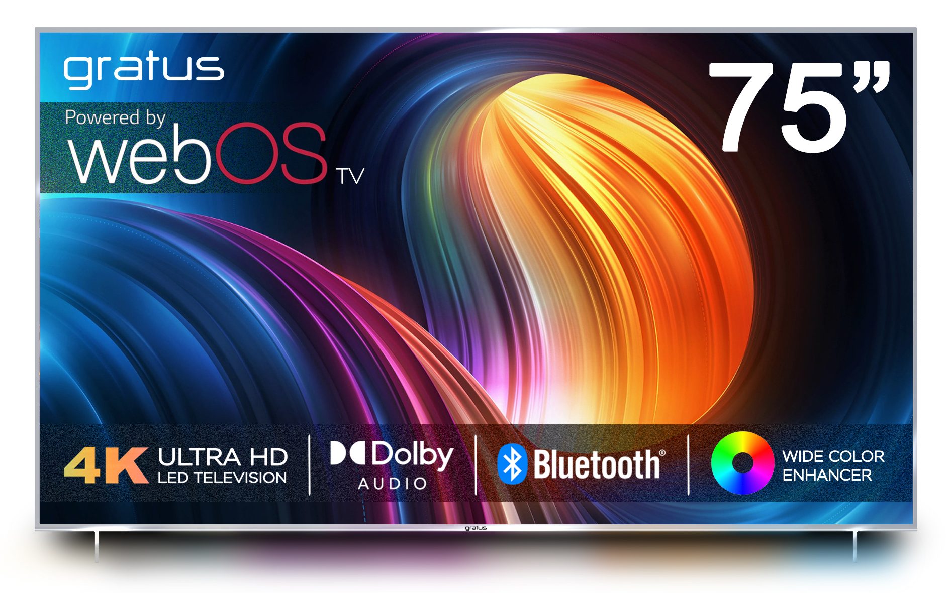 Gratus WebOS powered 4K UHD 75"LED SMART TV with ThinQ AI, Quad Core Processor, Magic Remote, Dolby Audio, Metal Frame, Model- GASULED75ACHD1