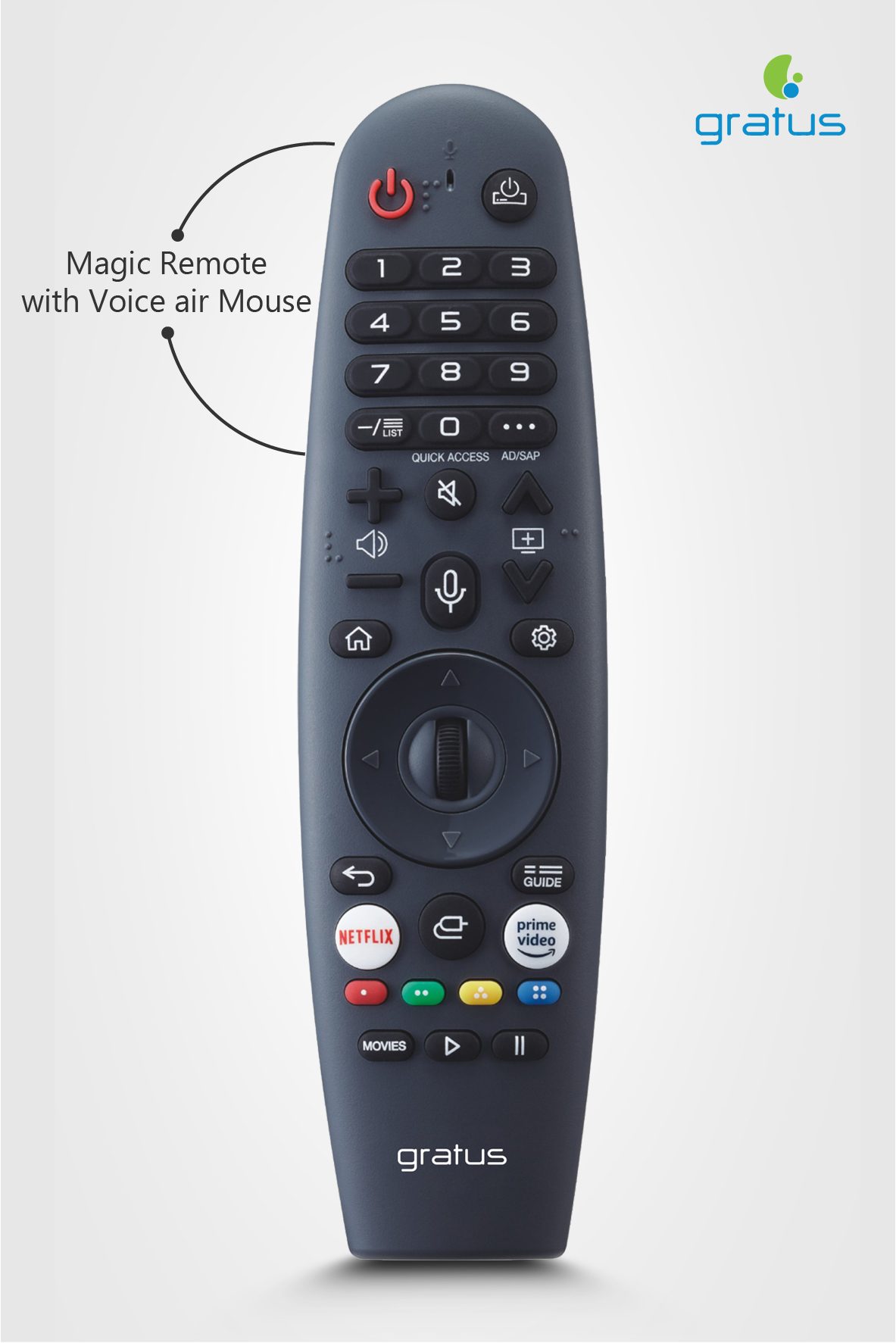 Gratus WebOS powered 4K UHD 75"LED SMART TV with ThinQ AI, Quad Core Processor, Magic Remote, Dolby Audio, Metal Frame, Model- GASULED75ACHD1
