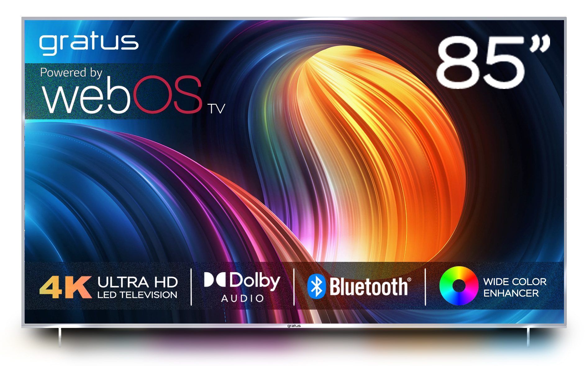 Gratus WebOS powered 4K UHD 85"LED SMART TV with ThinQ AI, Quad Core Processor, Magic Remote, Dolby Audio, Metal Frame, Model- GASULED85ACHD1