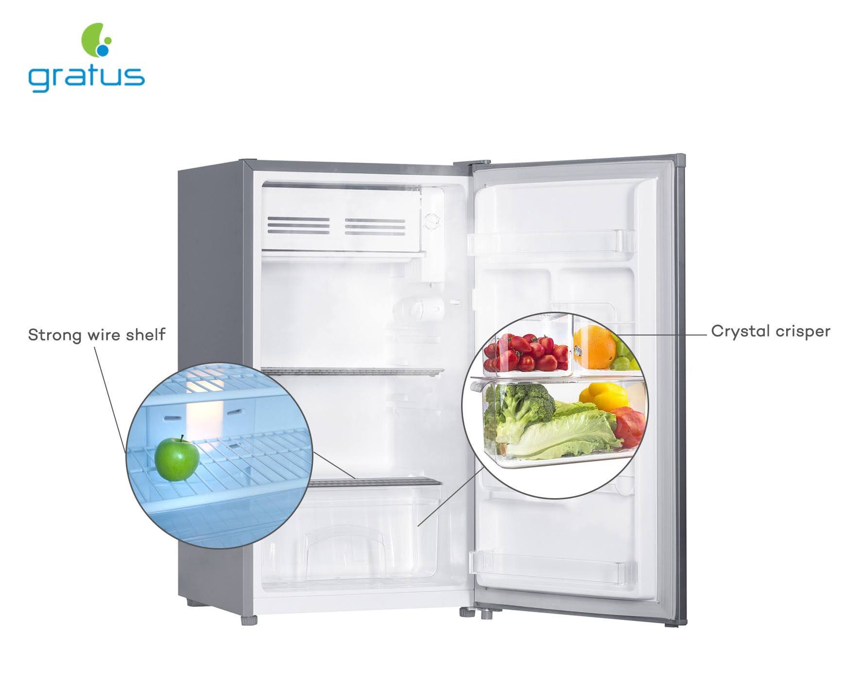 Gratus 100 L Single Door Refrigerator (Inox color),1 Years Full & 5 Years Compressor Warranty, Model- GRFDD111HCX1
