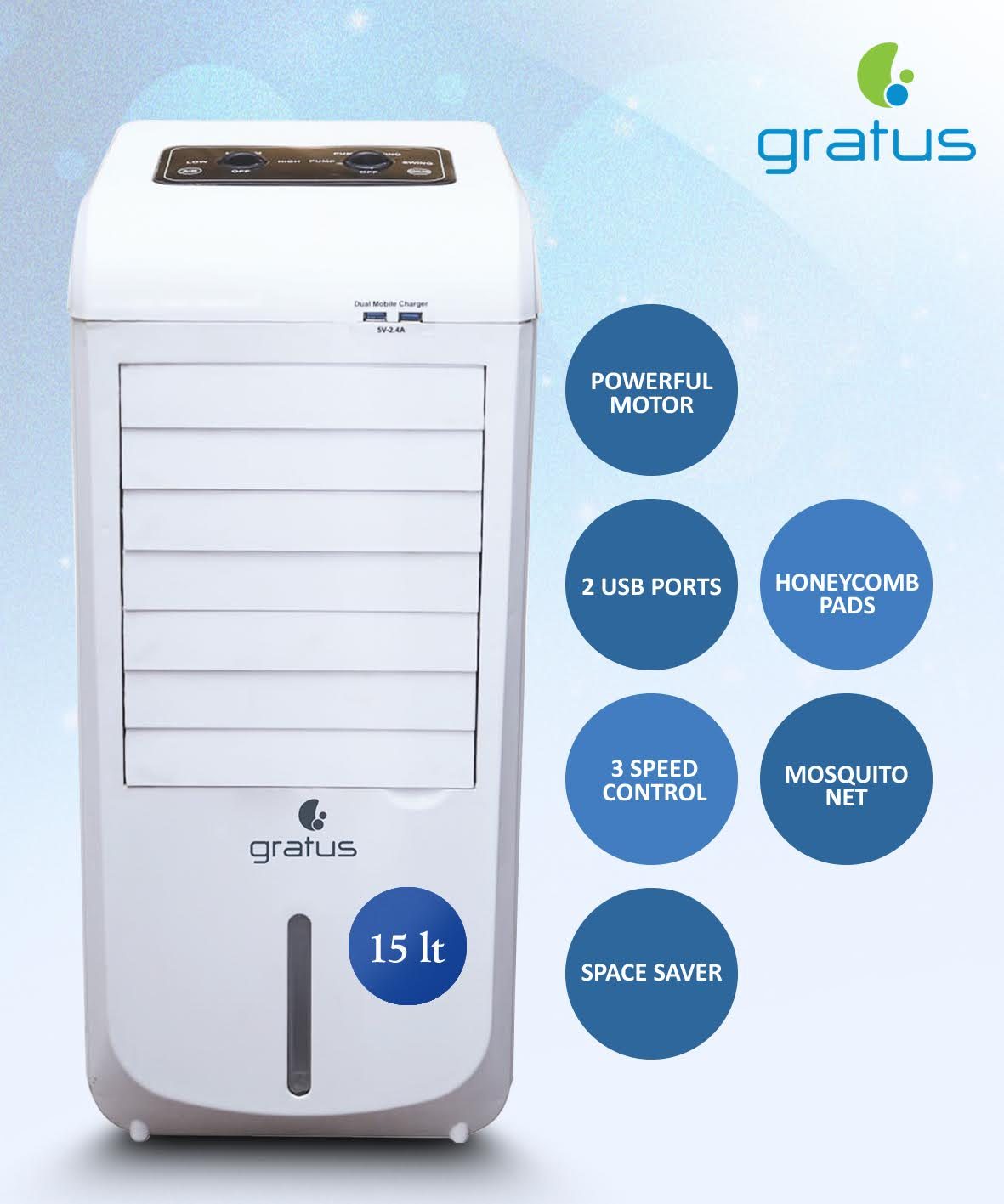 Gratus Baarid Series 15 L Air Cooler, Made in India, Model- GADX9939