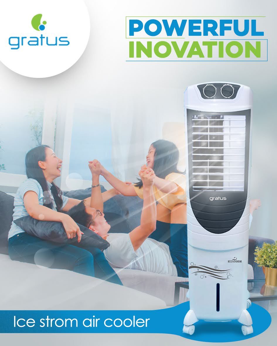 Gratus 35L Icestorm Air Cooler with Four Way Air Deflection, Made in India, Model- ICESTORM35