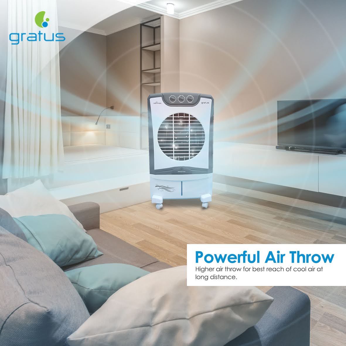 Gratus 35L Chill Storm Desert Air Cooler with Four Way Air Deflection, Made in India, Model- CHILLSTORM35