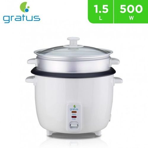 Gratus 2 In 1 Electric Rice Cooker, Cook and keep warm, 1.5 L capacity, Model- GRC15500GBC
